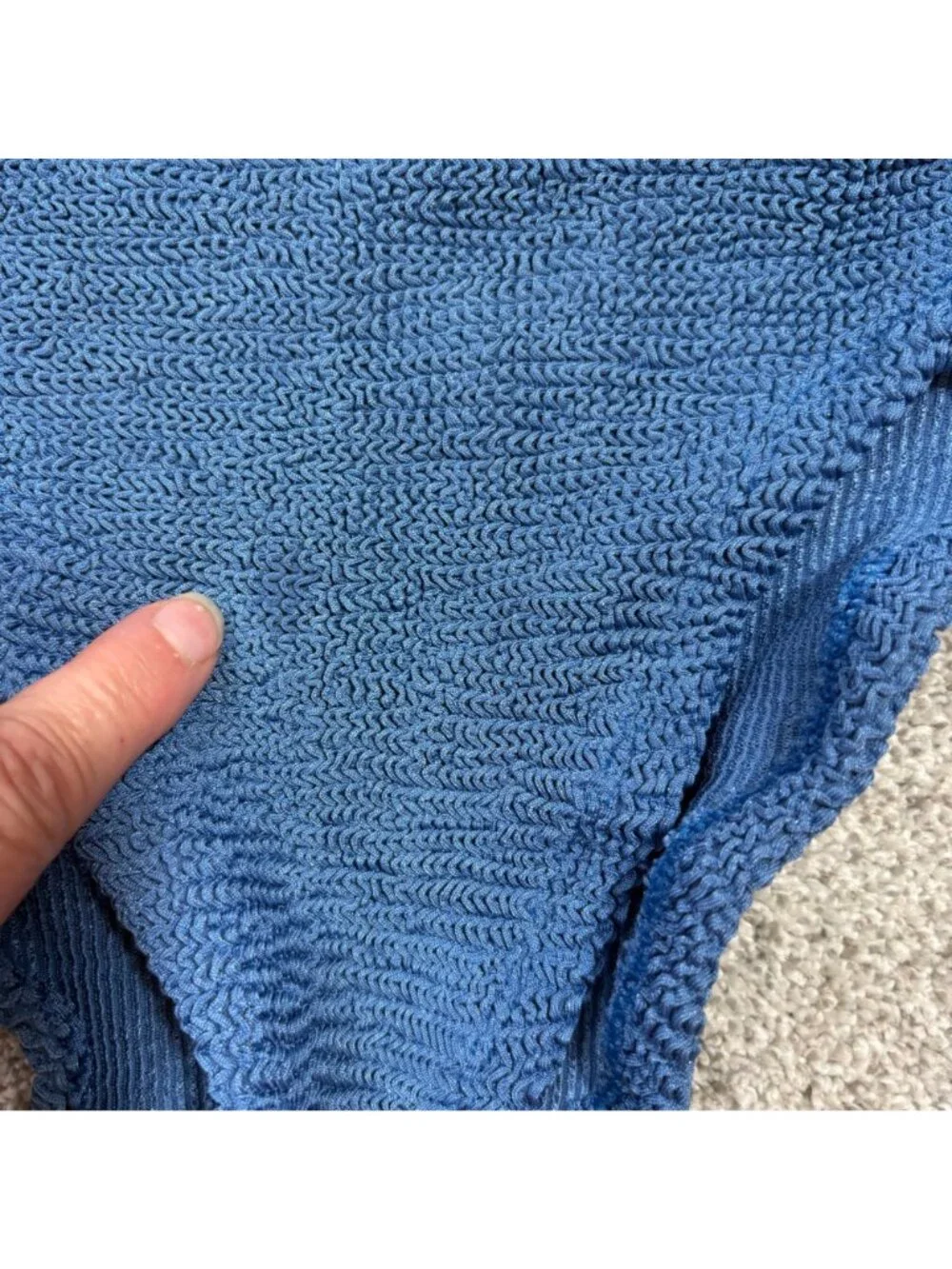 Hunza G London Bikini Bottom Blue One Size Knit flaw
